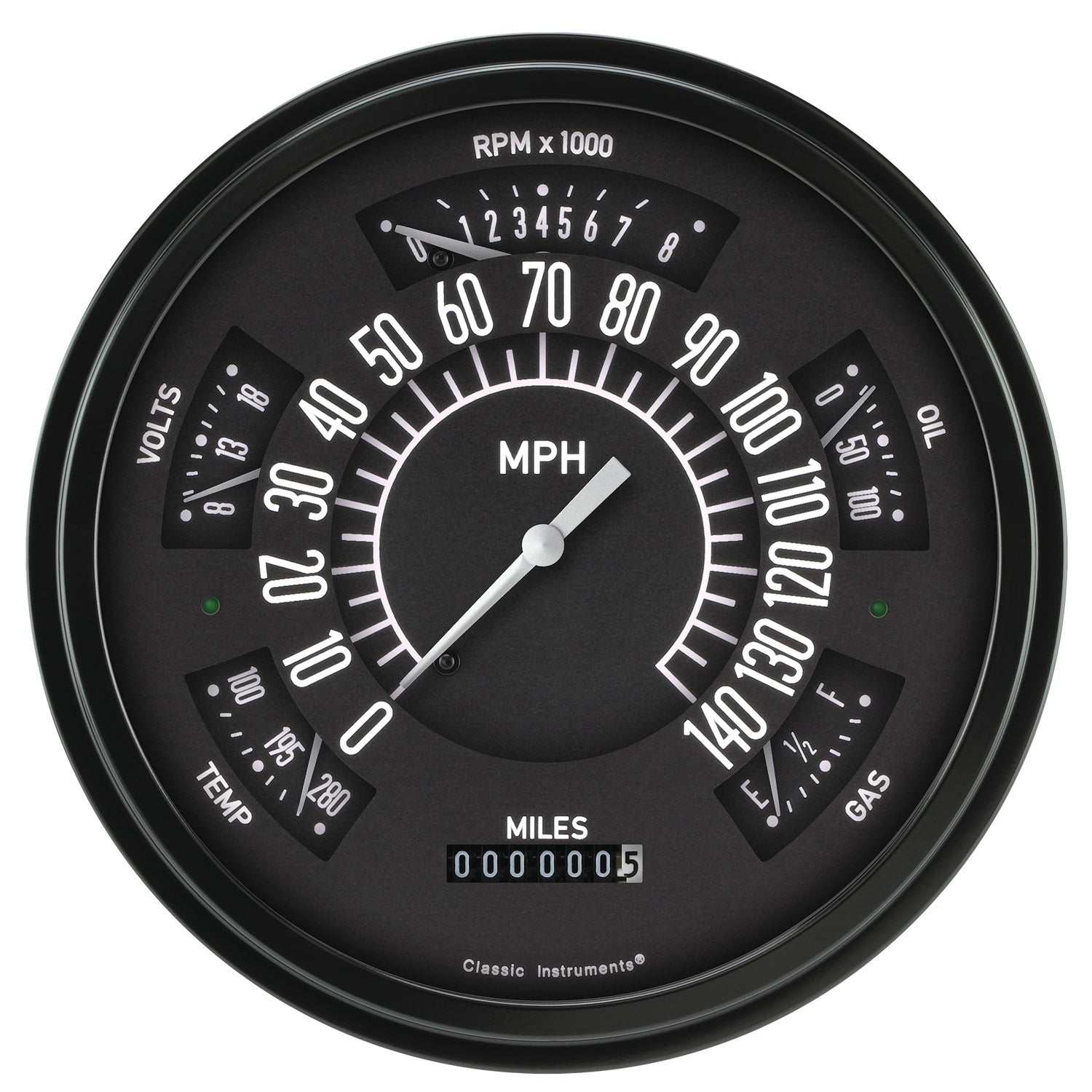 Classic Instruments FB66B Gauge Kit for Ford Bronco 1966-1977 Black Face Analog Gauges