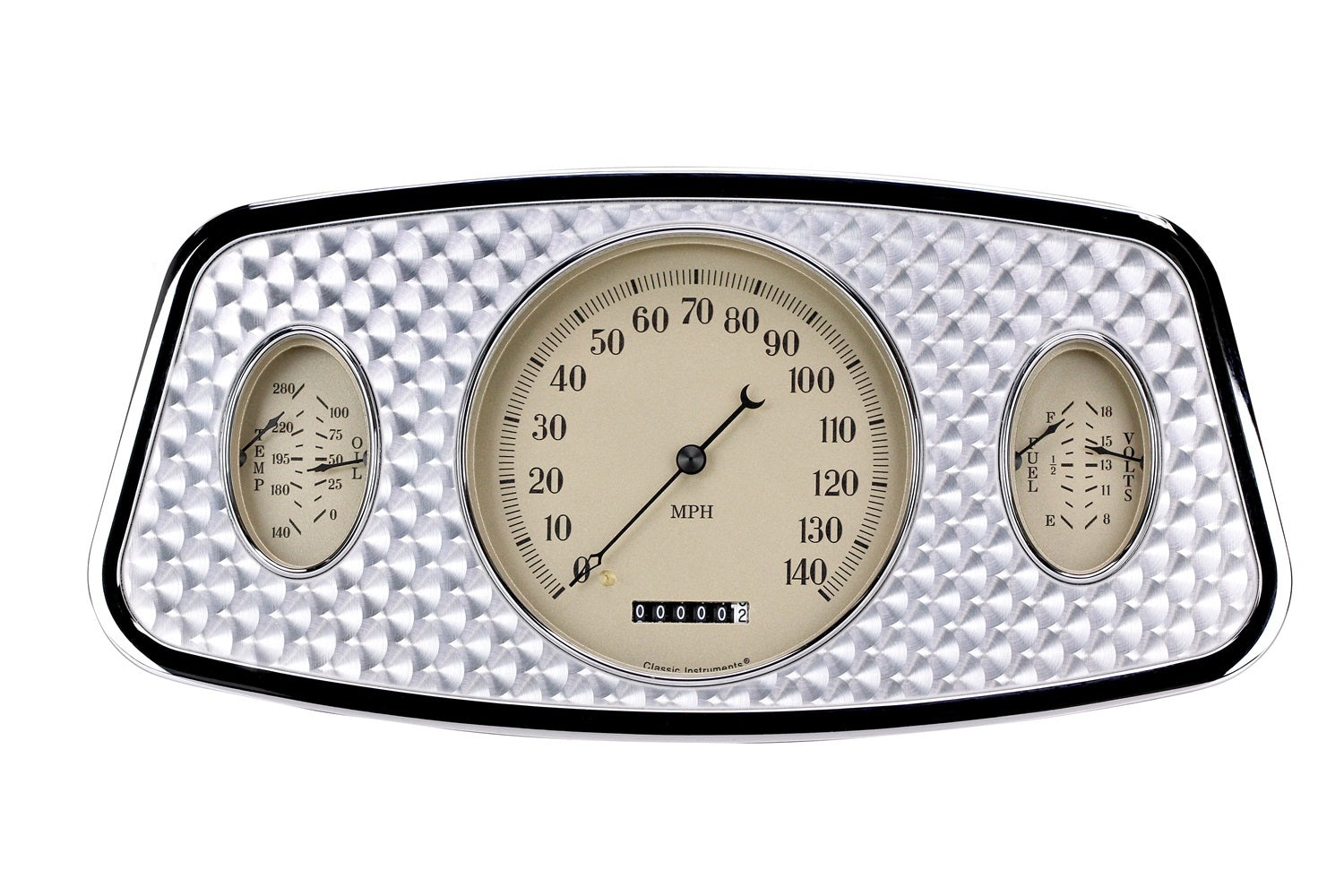 Classic Instruments FC33OE 1933-34 Ford Fullsize Car Gauge Kit with Analog Fuel, Oil Pressure, Speedometer, Voltmeter, and Water Temperature - Beige Face