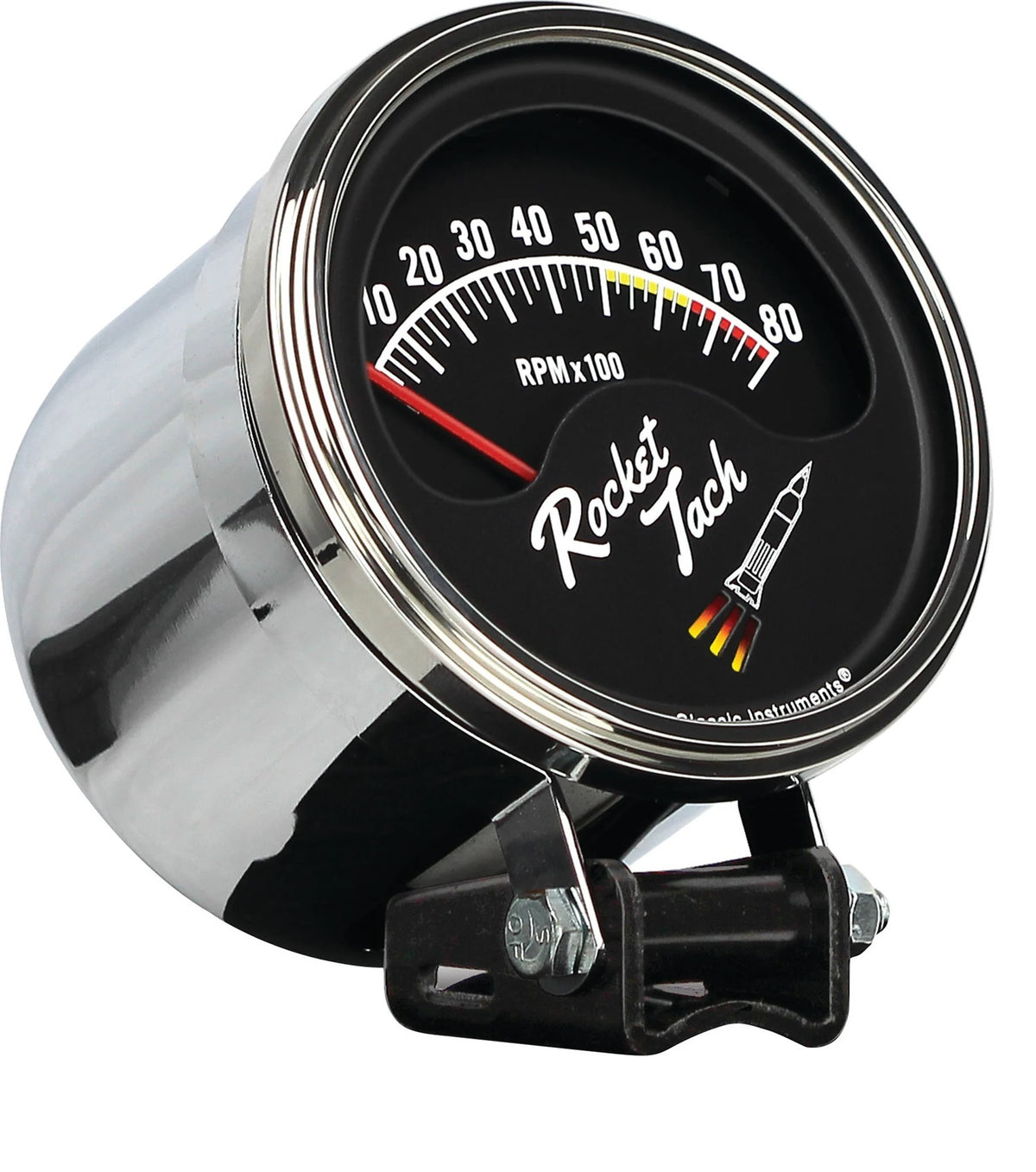 Classic Instruments RT80SLF Rocket Tachometer with 8,000 RPM Analog Electric Gauge, 3-3/8 Inch Black Face