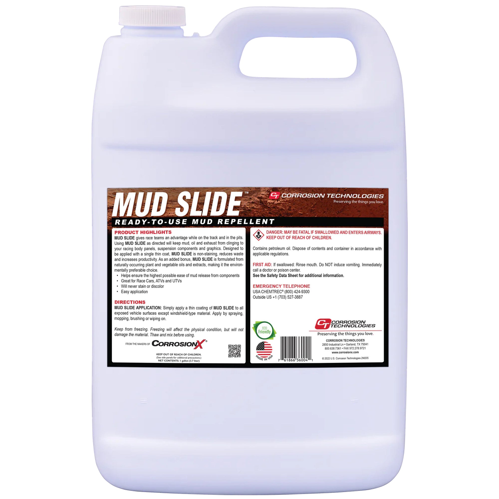 Corrosion Technologies Mud Slide 36004-X4 Mud Repellent, 1 Gallon Jug, Set of 4