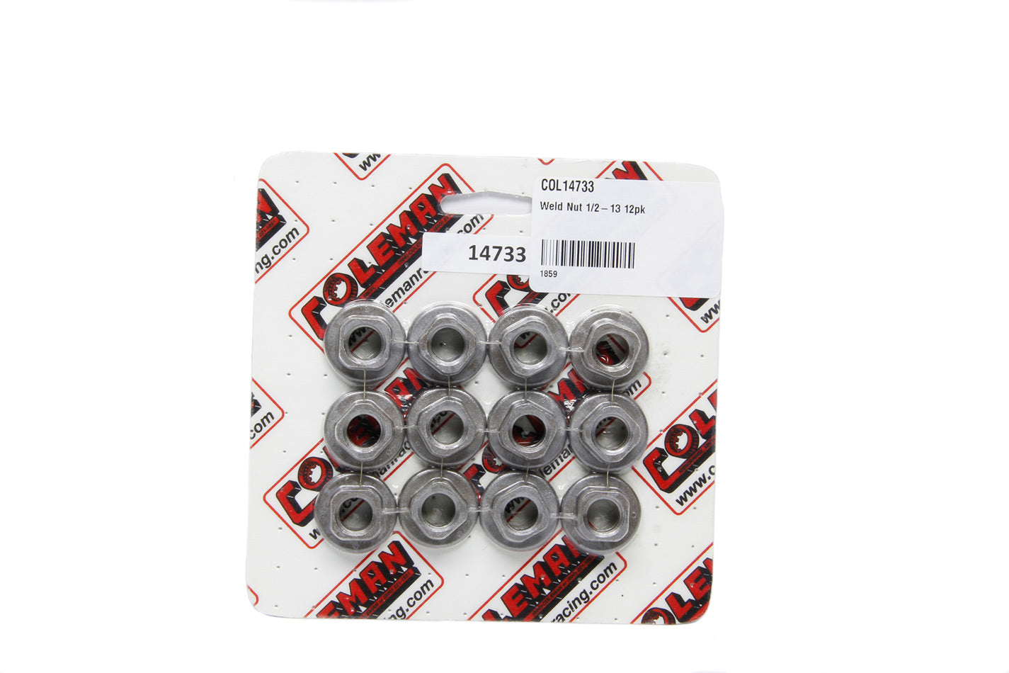 Coleman Racing Products Weld Nut 1/2-13 Thread Steel Natural Finish Set of 12
