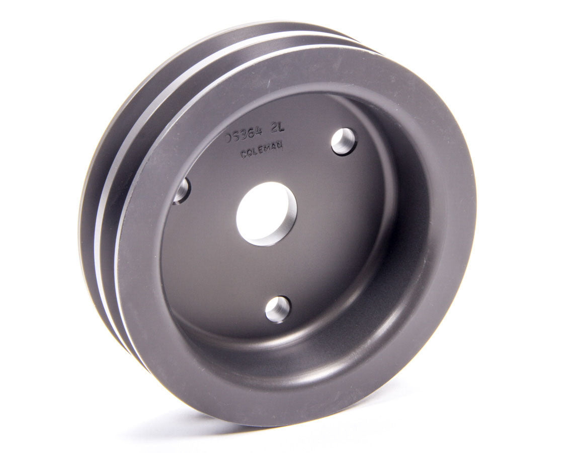 Coleman Racing Products DS-364-2L SBC Aluminum Lower Pulley for Small Block Chevy with 2-Groove V-Belt, 5.875 Inch Diameter, Black Anodized Finish