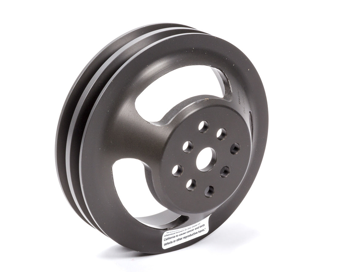 Coleman Racing Products DS-365-3 Water Pump Pulley, V-Belt, 2 Groove, 7 Inch Diameter, 3/4 Inch Bore, Aluminum Black Anodized, Short Water Pump for Small Block Chevy
