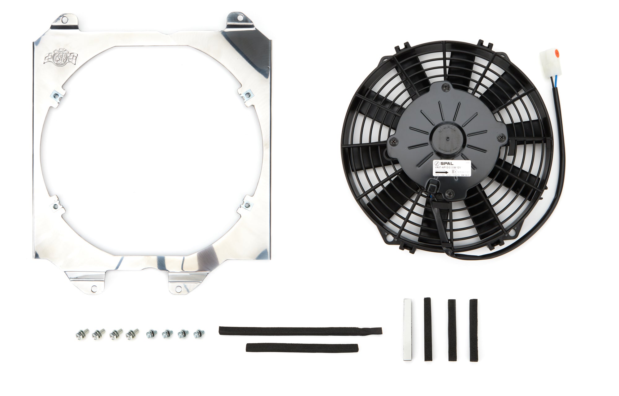 CSF Cooling 2858F Electric Cooling Fan for Honda Civic 1992-2000, 12-Inch Push/Pull Blade, Aluminum and Plastic Construction