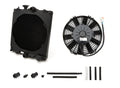 CSF Cooling 2858XB Universal Half Radiator with Fan, Aluminum, 13.75 Inch Width x 13.625 Inch Height, Black Powder Coat