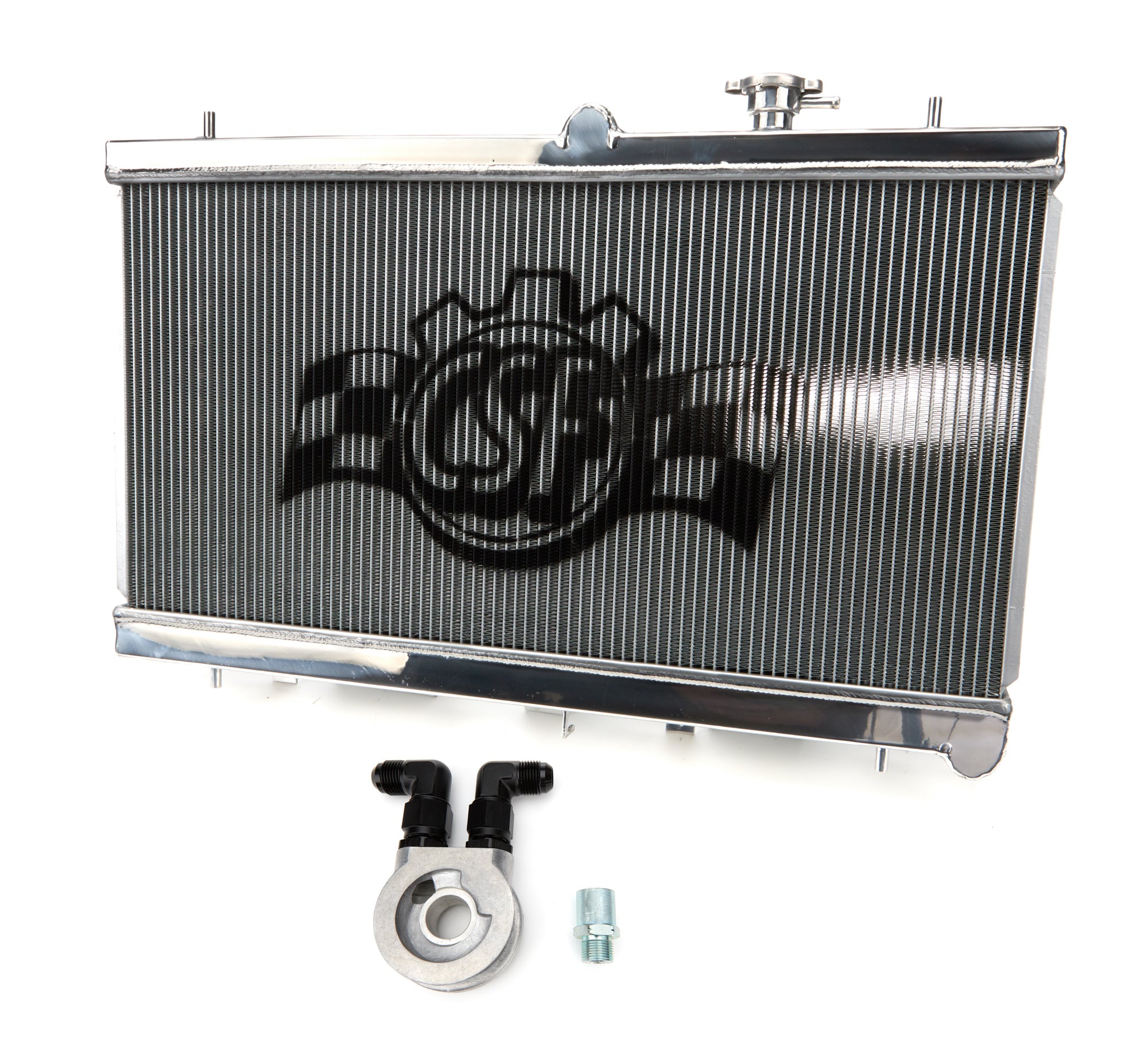 CSF Cooling Radiator 3076O for Subaru Impreza 2002-2007 with Built-In Oil Cooler, 27.75 Inch Width, Top Center Inlet, Driver Side Outlet, Aluminum Finish