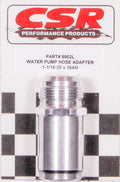 CSR Performance 9902L Water Pump Hose Adapter, 16 AN Male to 1-1/4-20 in Male O-Ring, Aluminum, Clear Anodized, 3 Inches Long