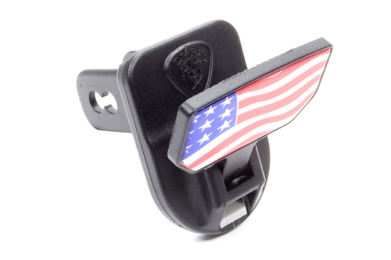 CARR 183032 Universal Hitch Step with Embossed American Flag, 2-Inch Receiver, Fold-Away Design, Steel Construction, Black Finish