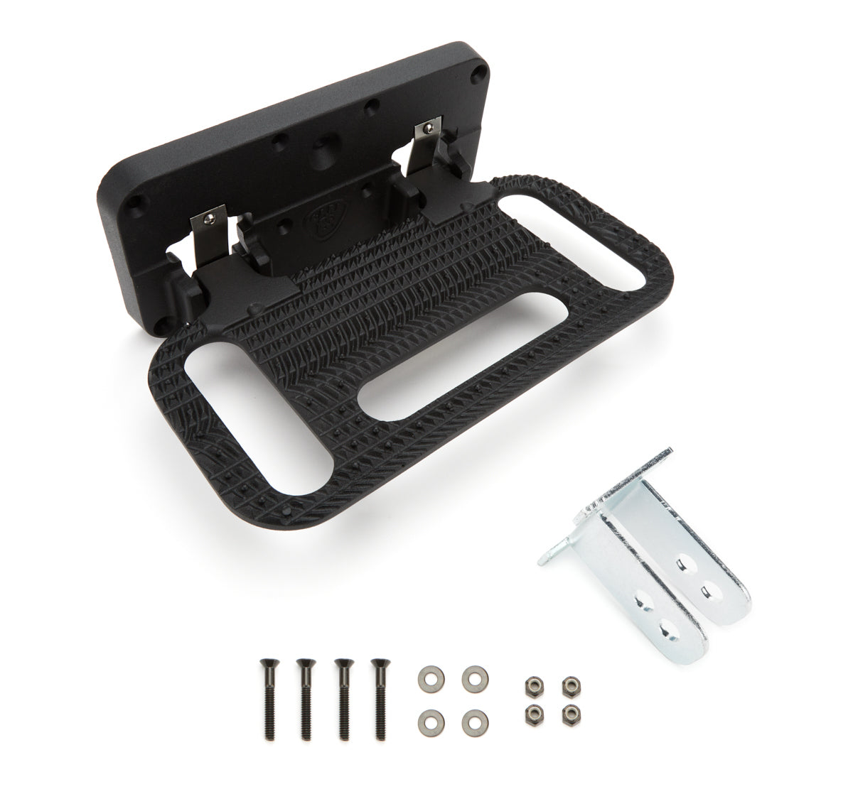 CARR HD Mega Hitch Step with 2 and 2-1/2 Inch Receiver, Fold-Away Aluminum Black Powder Coat