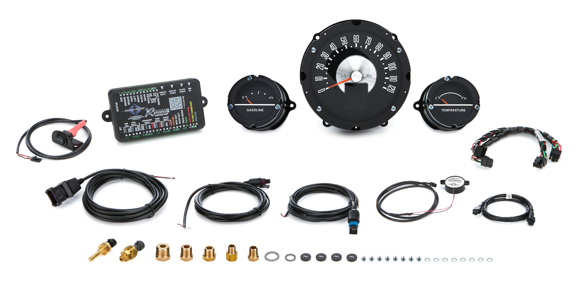 Dakota Digital RTX Series 1957 Chevy Car Instrument System with Analog Fuel, Speedometer, and Water Temperature Gauges