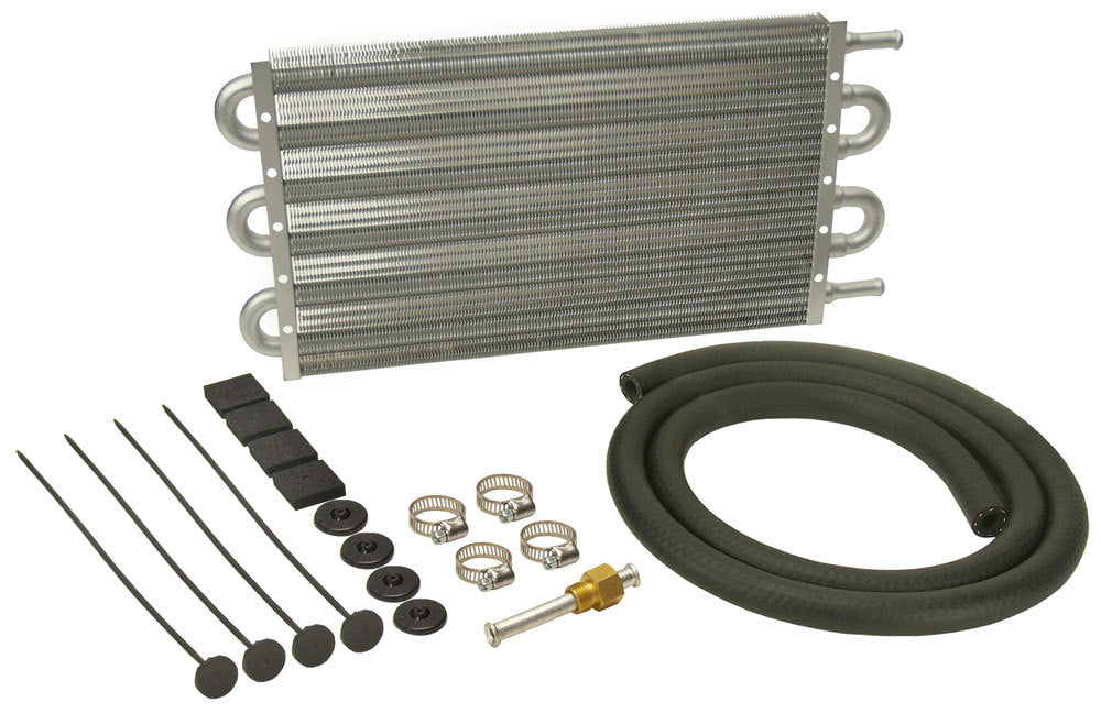 Derale 12903 Dyno-Cool Aluminum Transmission Cooler with 15.25 x 7.5 Inch Tube Type Design and 11/32 Inch Hose Barb Inlet and Outlet