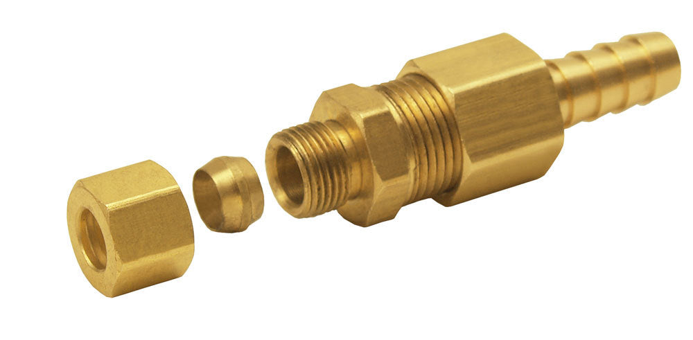 Derale 13031 5/16 Inch Compression Fitting Kit, Brass, Straight Adapter from 5/16 in Compression to 3/8 in Hose Barb