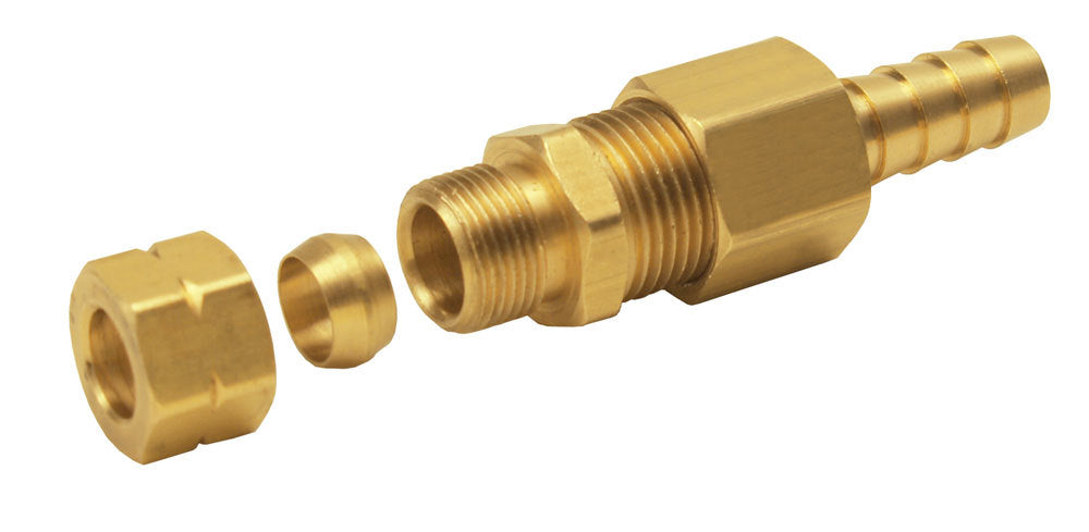 Derale 13032 Brass 3/8 Inch Compression Fitting Kit with Hose Barb Adapter