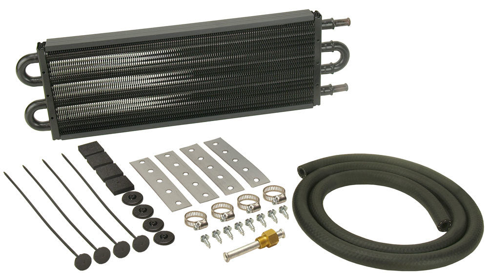 Derale 13102 Transmission Cooler 16.625 Inch Length Black Powder Coat Aluminum and Copper