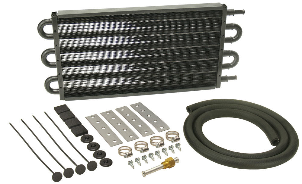 Derale 13103 18K Transmission Cooler Aluminum and Copper Tube Type with Black Powder Coat Finish