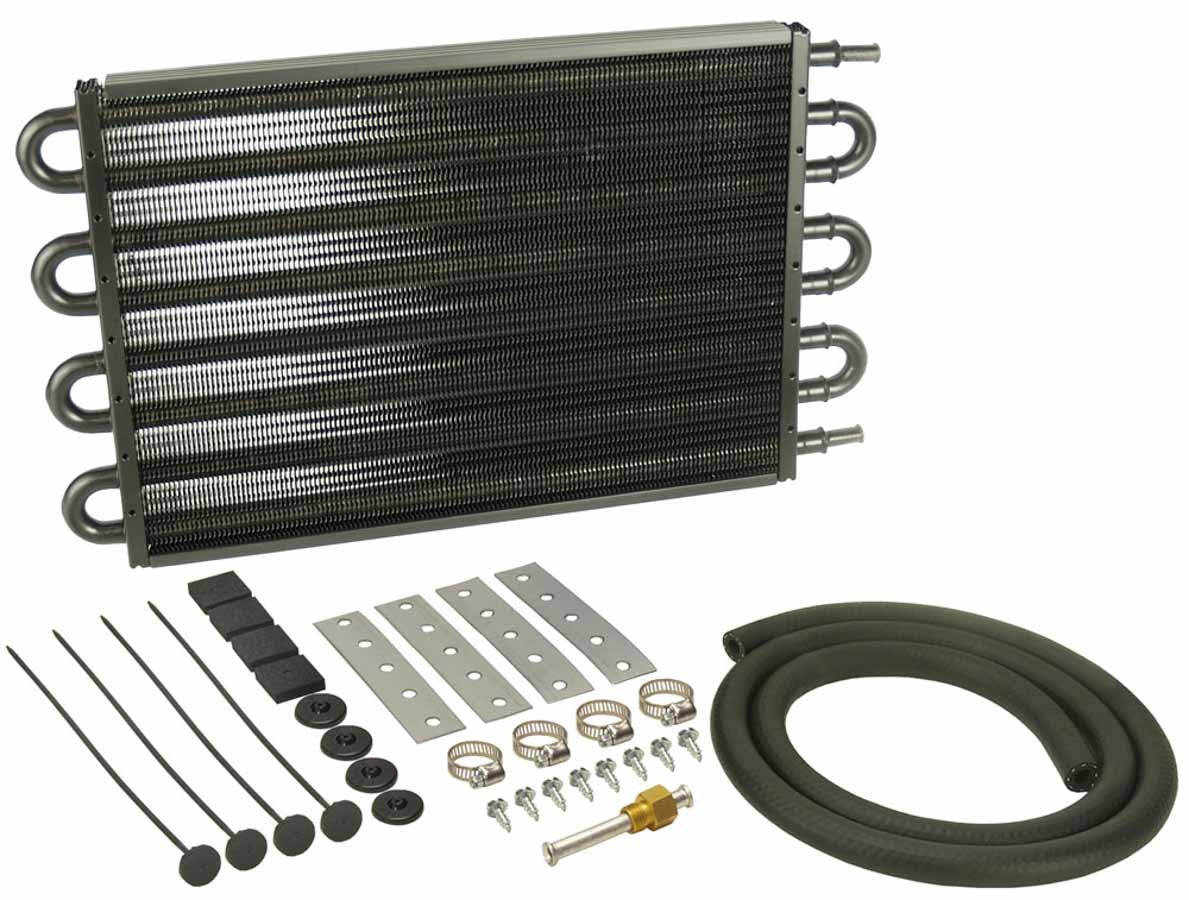 Derale 13104 20K Transmission Cooler, 16.63 x 10.25 Inches, Tube Type, Aluminum and Copper Construction, Black Powder Coat Finish