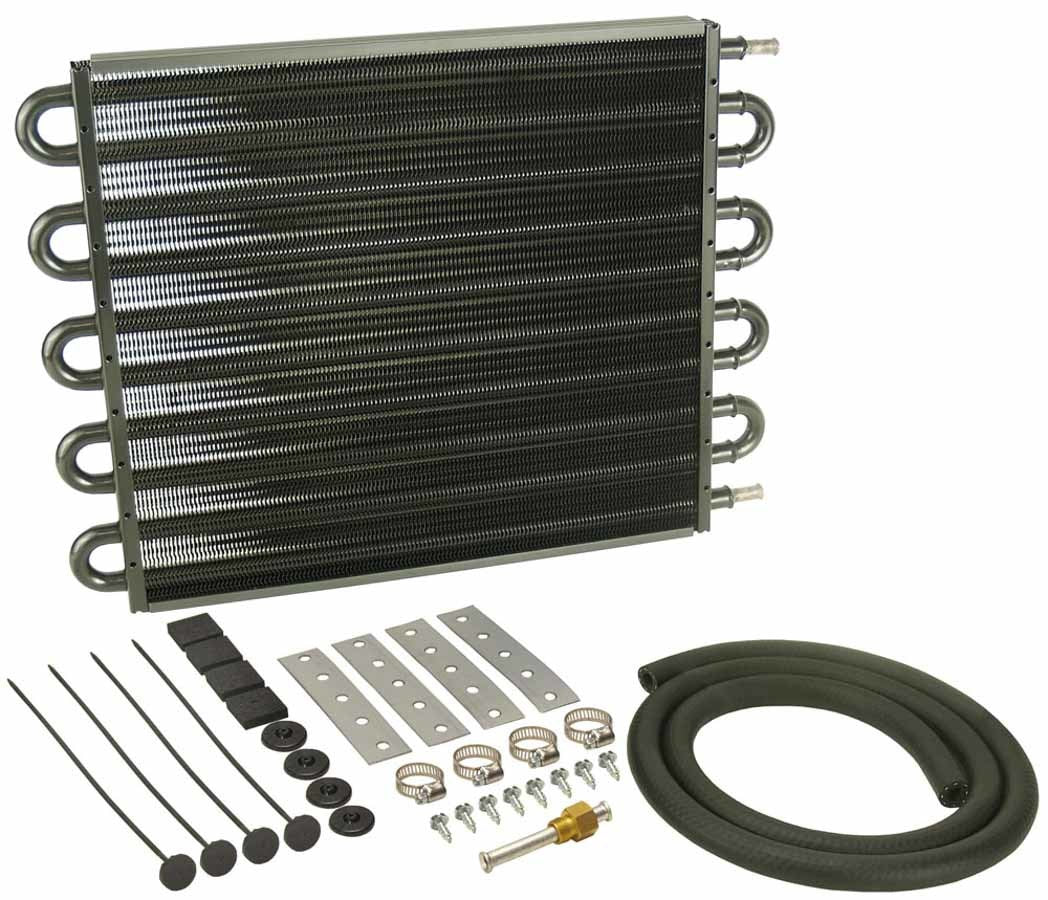 DERALE 13105 22K Transmission Cooler with Aluminum and Copper Construction, 16.625 x 12.625 Inches, Tube Type Design, Black Powder Coat Finish