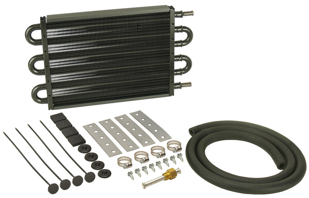 Derale 13106 15K Transmission Cooler with Aluminum and Copper Construction, 12.75 x 7.625 Inches, Black Powder Coat Finish