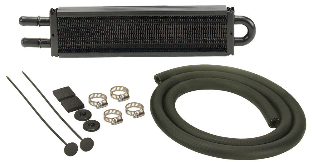 Derale 13200 2-Pass Power Steering Cooler with Aluminum and Copper Construction, 12.625 x 2.5 Inches Tube Type, Black Powder Coat Finish