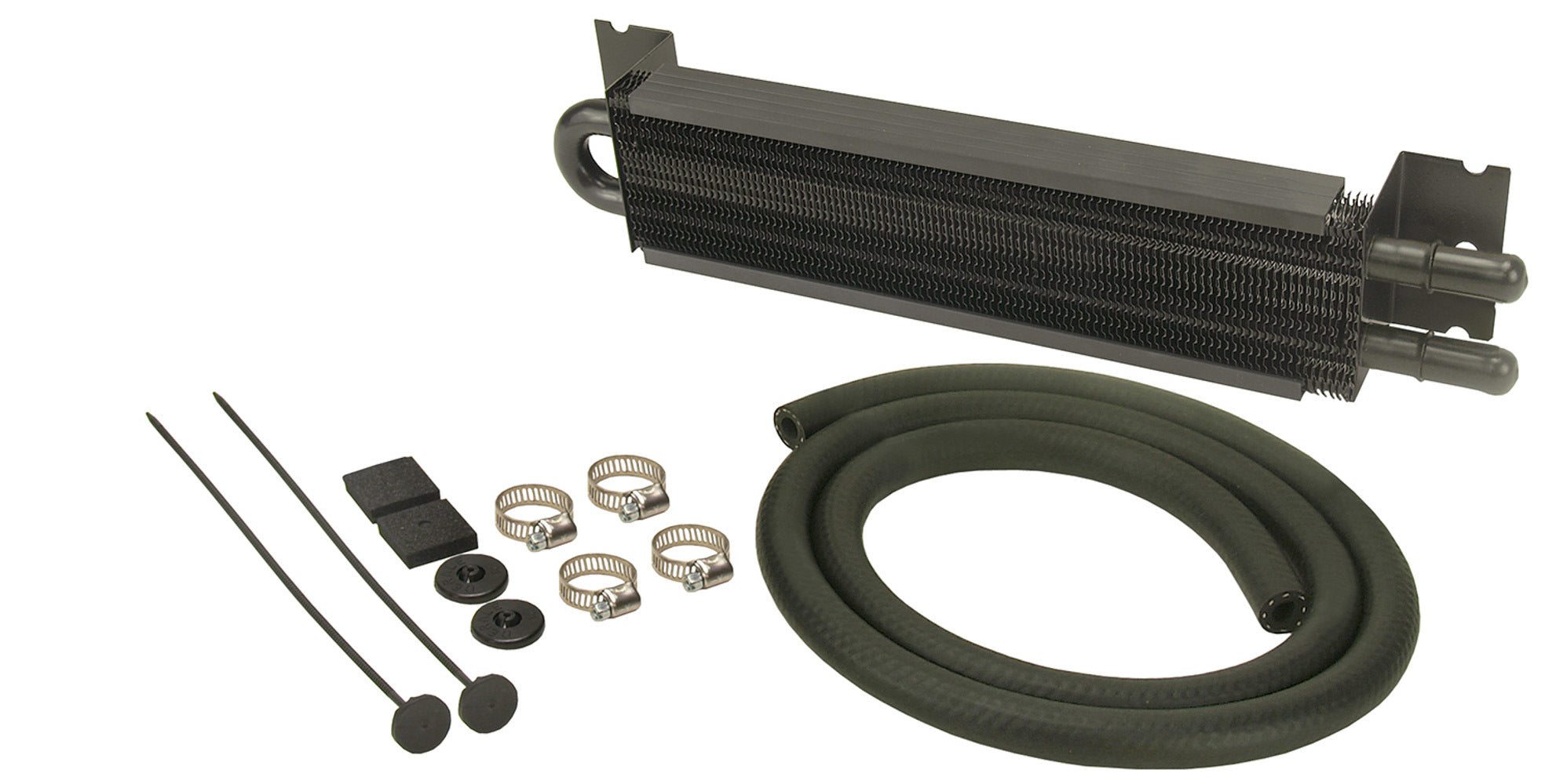 DERALE 13211 2-Pass Short Power Steering Cooler Aluminum Black Anodized 12.875 x 2.625 x 1.75 Inches
