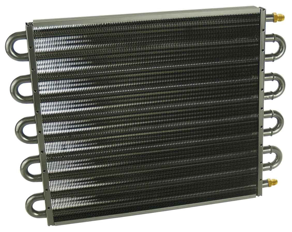 Derale Tube & Fin Cooler 13315 with 17.5 Inch Length, Black Powder Coat, 6 AN Male Fittings, Aluminum and Copper Construction