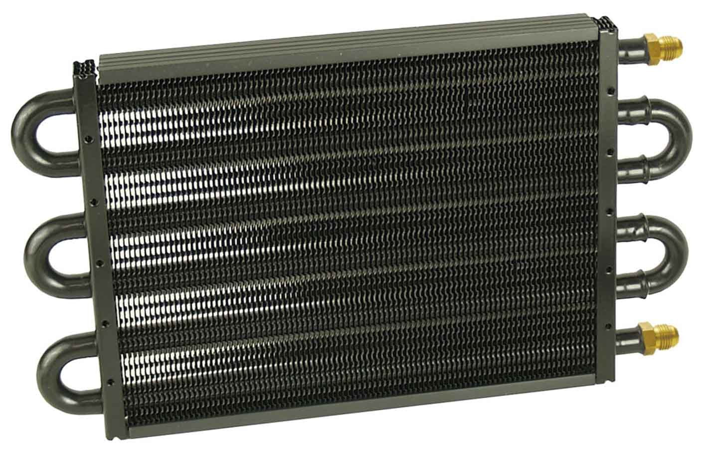 Derale Tube & Fin Cooler 13316 with 13.5 Inch Length and 7.625 Inch Width, Aluminum Black Powder Coat, 6 AN Male Inlet and Outlet