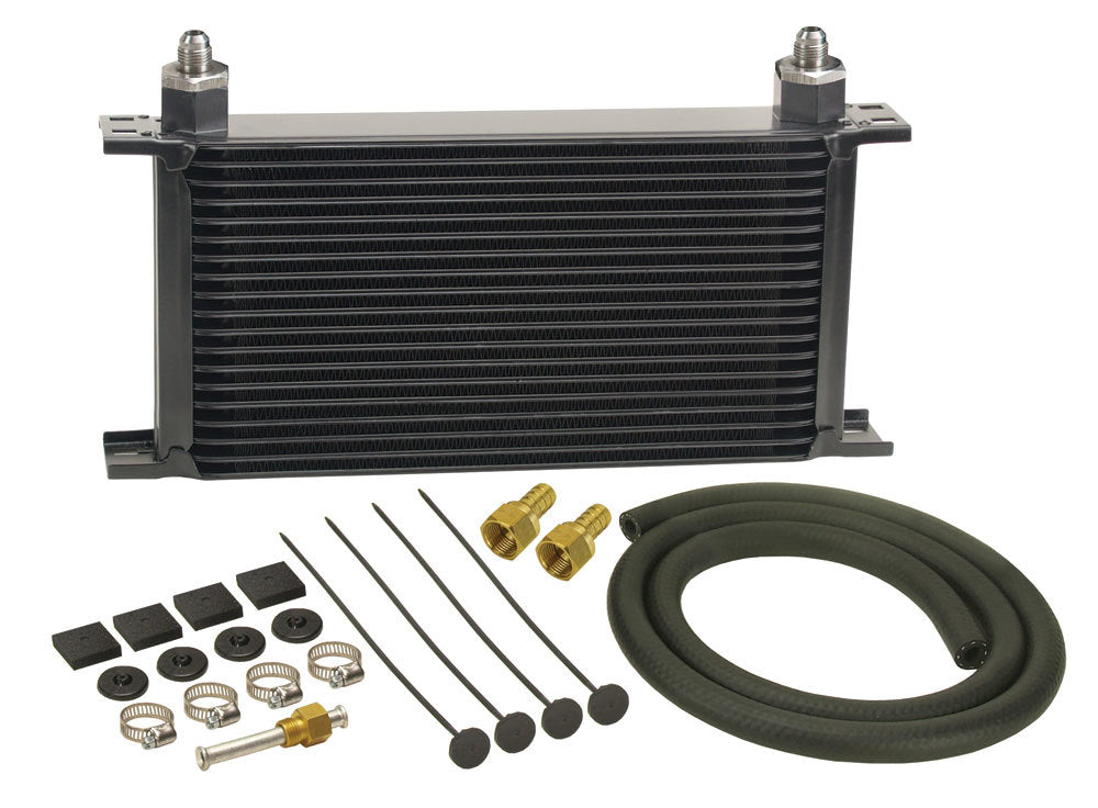 Derale 13403 19-Row Stack Plate Transmission Cooler Kit with 6AN Fittings and Aluminum Construction