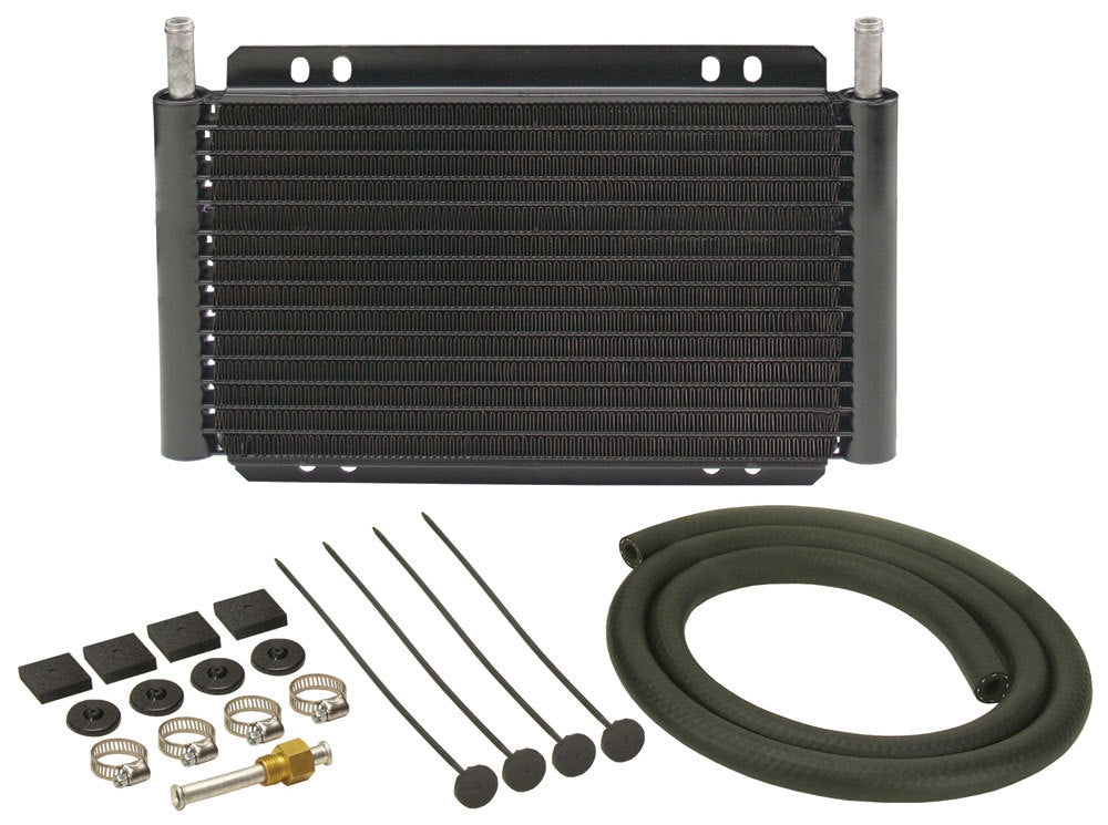 Derale Plate & Fin Transmission Cooler Kit 11 x 7.25 x 0.875 Inches with 11/32 Inch Hose Barb Fittings