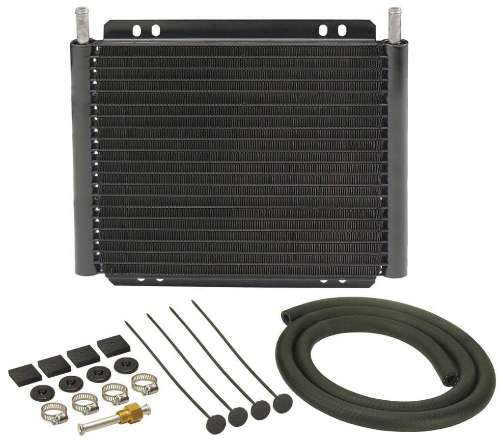 Derale 13503 19-Row Plate and Fin Transmission Cooler, 11 x 9.25 x 0.875 Inches, Aluminum with Black Powder Coat Finish