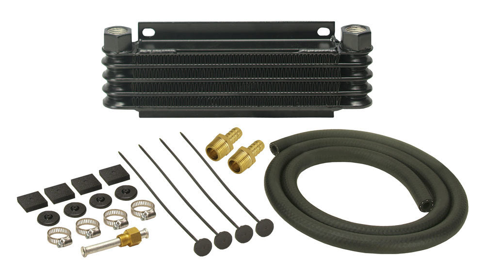 Derale 13611 Fluid Cooler for Automatic Transmissions, 9000 Series, 10.125 x 3.875 x 1.25 Inches, Aluminum with Black Powder Coat Finish