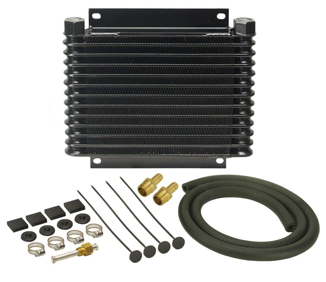 Derale 13613 Fluid Cooler for Automatic Transmissions, 9.75 x 8.438 Inches, Plate and Fin Design, Aluminum with Black Powder Coat Finish
