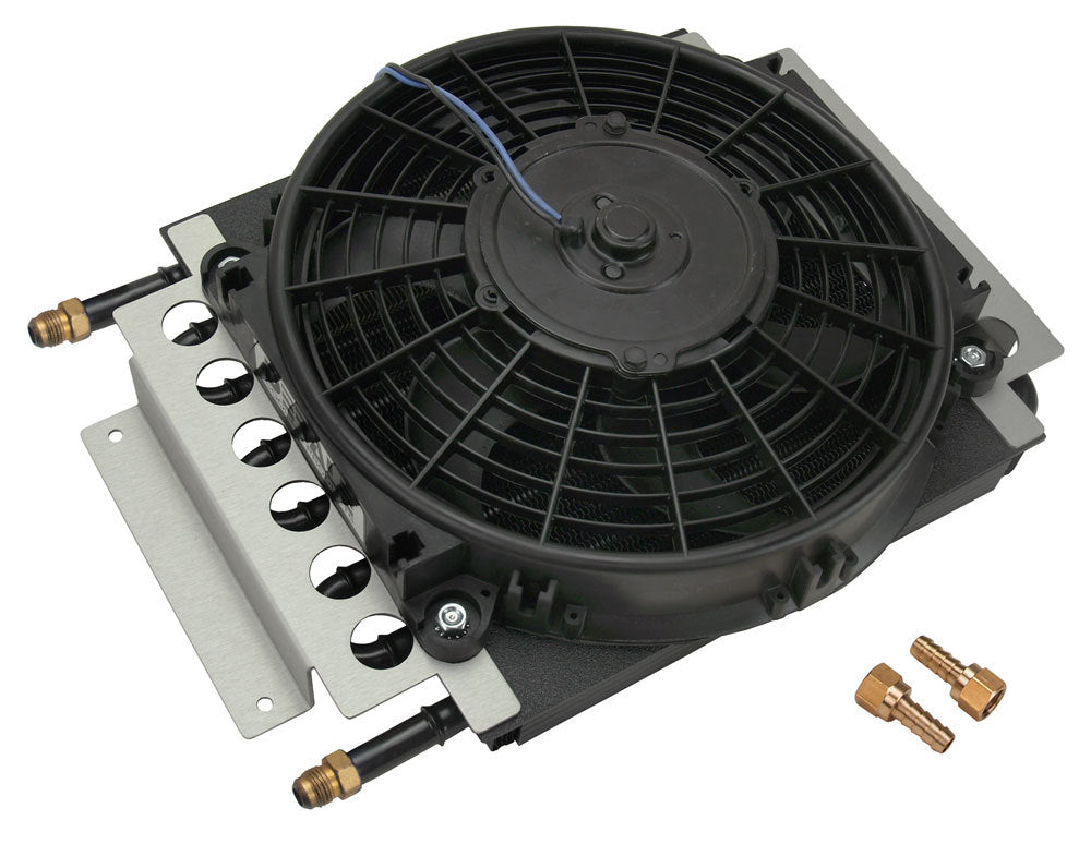 DERALE 13720 8-Pass Electra-Cool Cooler with 6AN Fittings, 15.75 x 11.5 x 4 inches, Tube Type, Aluminum and Copper Construction, Black Powder Coat Finish