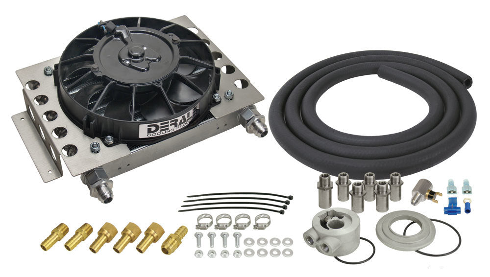 Derale 15450 Atomic-Cool Engine Oil Cooler Kit with 12.75 x 9.375 Inch Aluminum Plate and Fin Cooler
