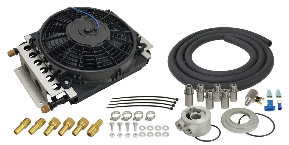 Derale 15500 Electra-Cool Engine Oil Cooler Kit with 8AN Fittings and Aluminum Construction
