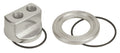 Derale Oil Filter Adapter Kit 15705 - Bypass Block Mount with 13/16-16 Center Thread, 1/2 Inch NPT Inlet and Outlet, Aluminum Polished