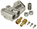 Derale 15709 Single Mount Oil Filter Mount with Side Ports, Aluminum, Polished Finish