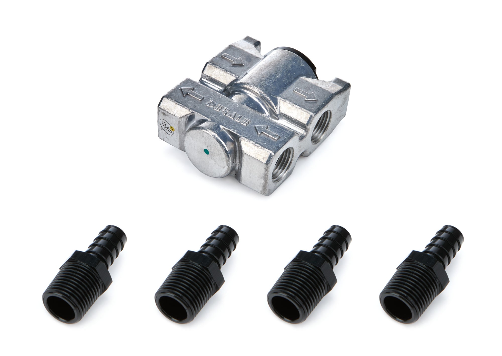 Derale Oil Control Thermostat 15719 with Dual 1/2 Inch NPT Female Inlets and Outlets, Aluminum Finish