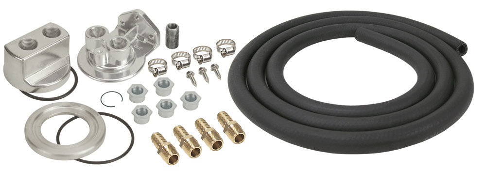 DERALE 15748 Single Mount Oil Filter Relocation Kit with 10 ft Hose and Thread Adapters