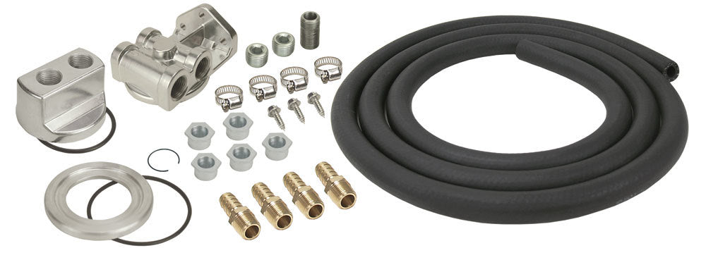 Derale 15780 Oil Filter Relocation Kit with Single Mount Side Ports and 10 ft Hose