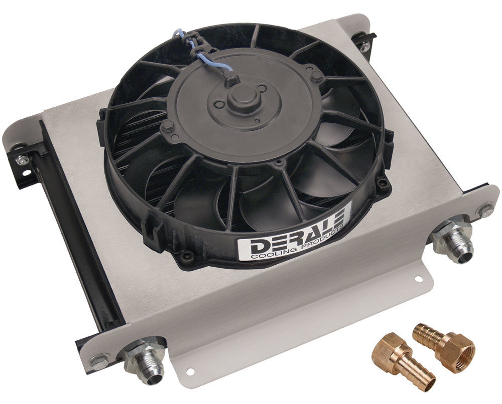 Derale 15860 Hyper Cool Cooler with 10 AN Female O-Ring Inlet and Outlet, 13 x 10 x 5.625 Inches, Plate Type Aluminum Radiator with Black Powder Coat Finish