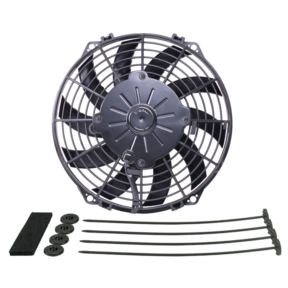Derale 16109 HO Extreme 9-Inch Curved Blade Puller Electric Fan, 625 CFM, 12V, Plastic Housing