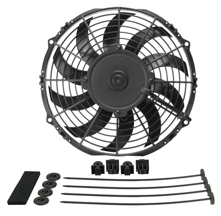 Derale 16110 10-Inch High Output Electric Cooling Fan with Curved Blades and Installation Kit