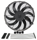 Derale 16112 12-Inch High Output Electric Cooling Fan, 1328 CFM, 12 Volt, Curved Blade Puller Fan
