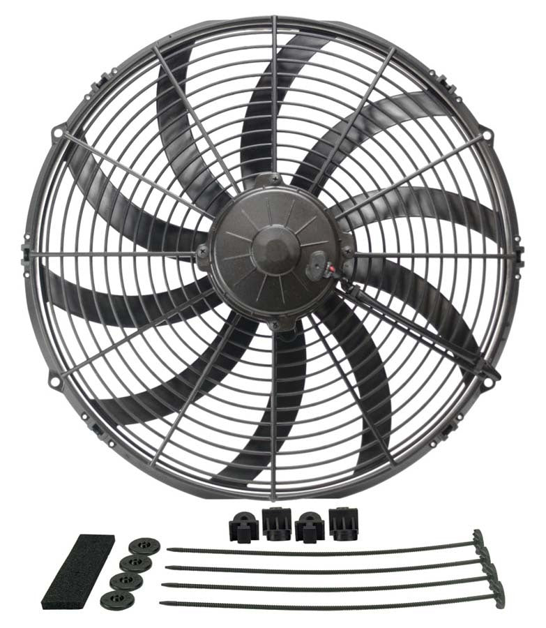 Derale 16116 16 Inch High Output Electric Cooling Fan with Curved Blades and 2024 CFM for Vehicles