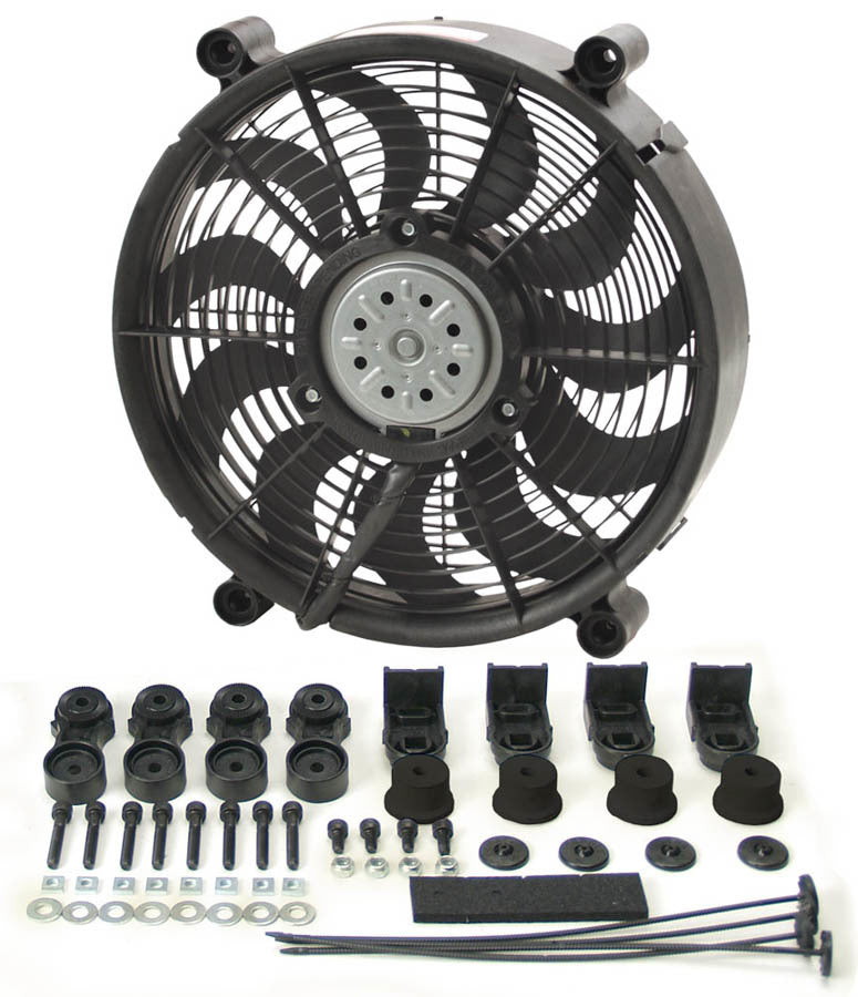 Derale 16212 12-Inch High Output Radiator Fan with Curved Blades and Installation Kit