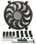 DERALE 16214 14-Inch High Output Radiator Fan with 2100 CFM, Push/Pull Operation, Curved Blades, 12V Electric Cooling Fan Kit