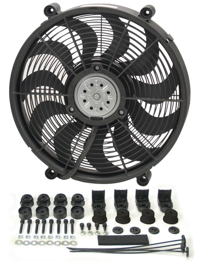Derale 16217 17-Inch High Output Radiator Fan with 2400 CFM and Curved Blades