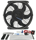 Derale 16510 10 Inch Tornado Electric Cooling Fan with 650 CFM, Push/Pull, Curved Blade, 12V, Plastic Mounting Kit