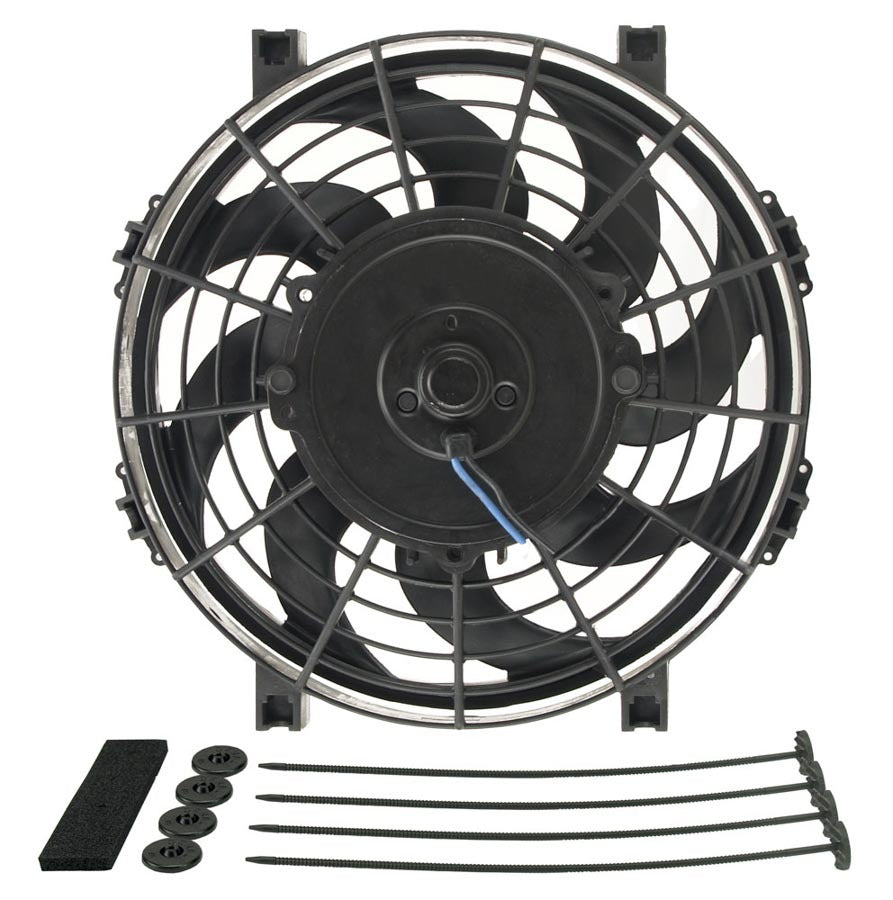 Derale 16619 9-Inch Tornado Electric Cooling Fan with Standard Mounting Kit, 12V, Curved Blade, 570 CFM