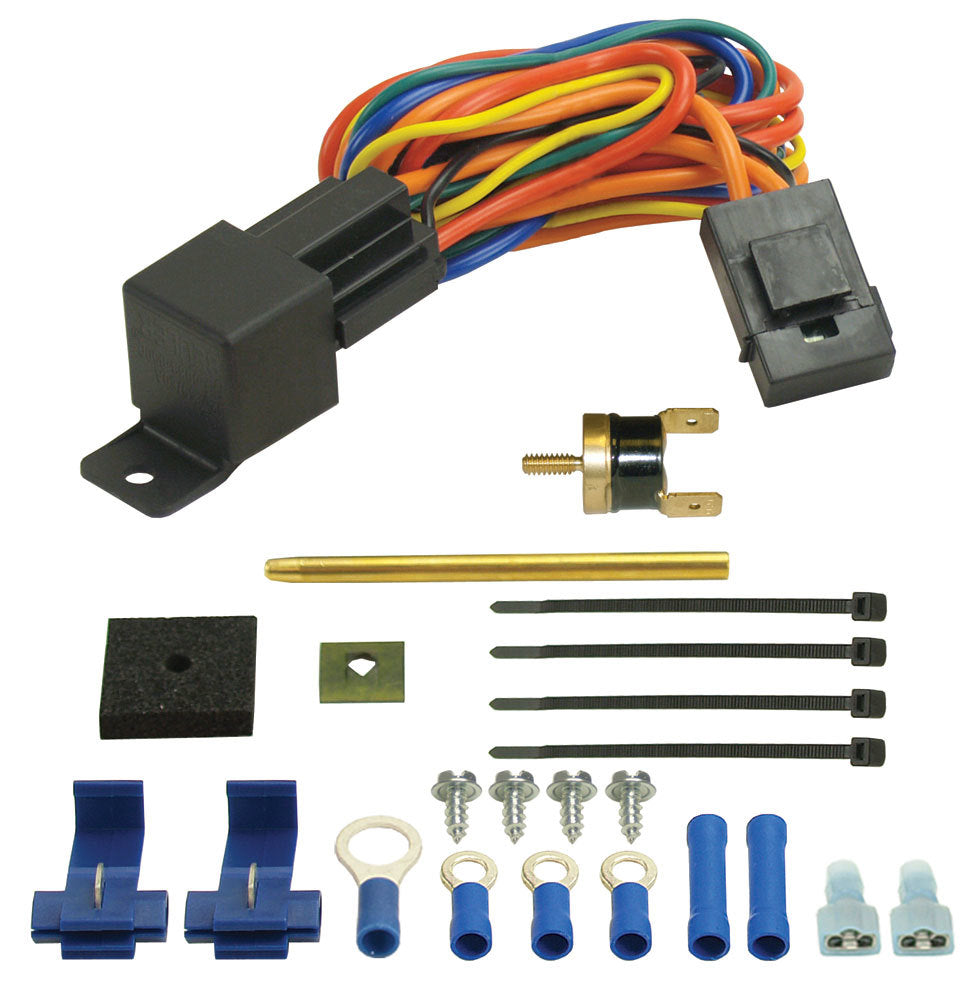 Derale 16738 Temperature Switch with 180°F On and 165°F Off Settings, Push-In Sensor, 25 Amp Relay Kit